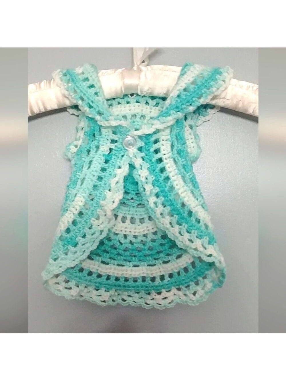 Handmade crocheted ring around the rosie circular vest with rose sz 6-9mo